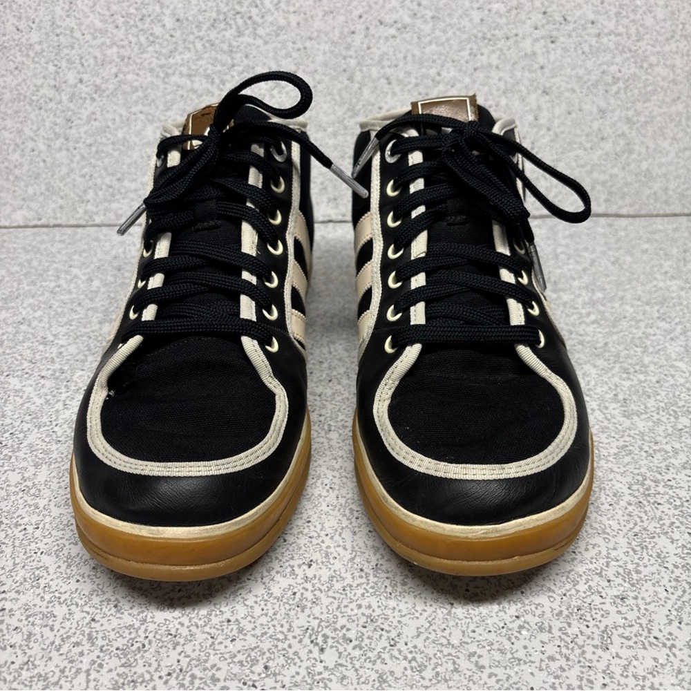 ADIDAS VESPA PX Mid Rare Black and White Mens 10 Leather Sneakers G03904 - Picture 3 of 11